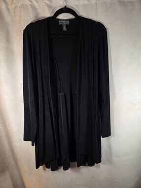 Chico's Traveler Avenue Black Open-Front Draped Cardigan